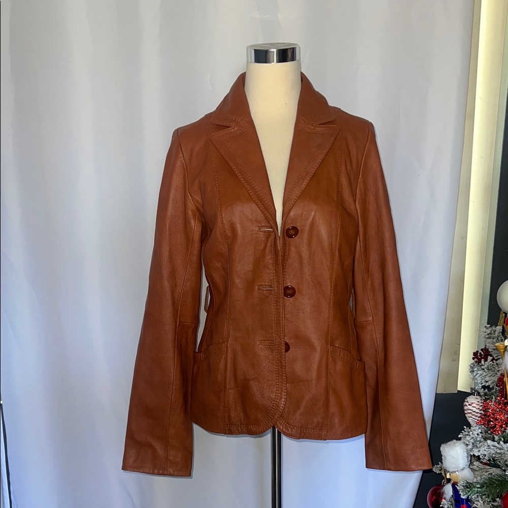 H&M Brown vintage Leather Jacket size 8